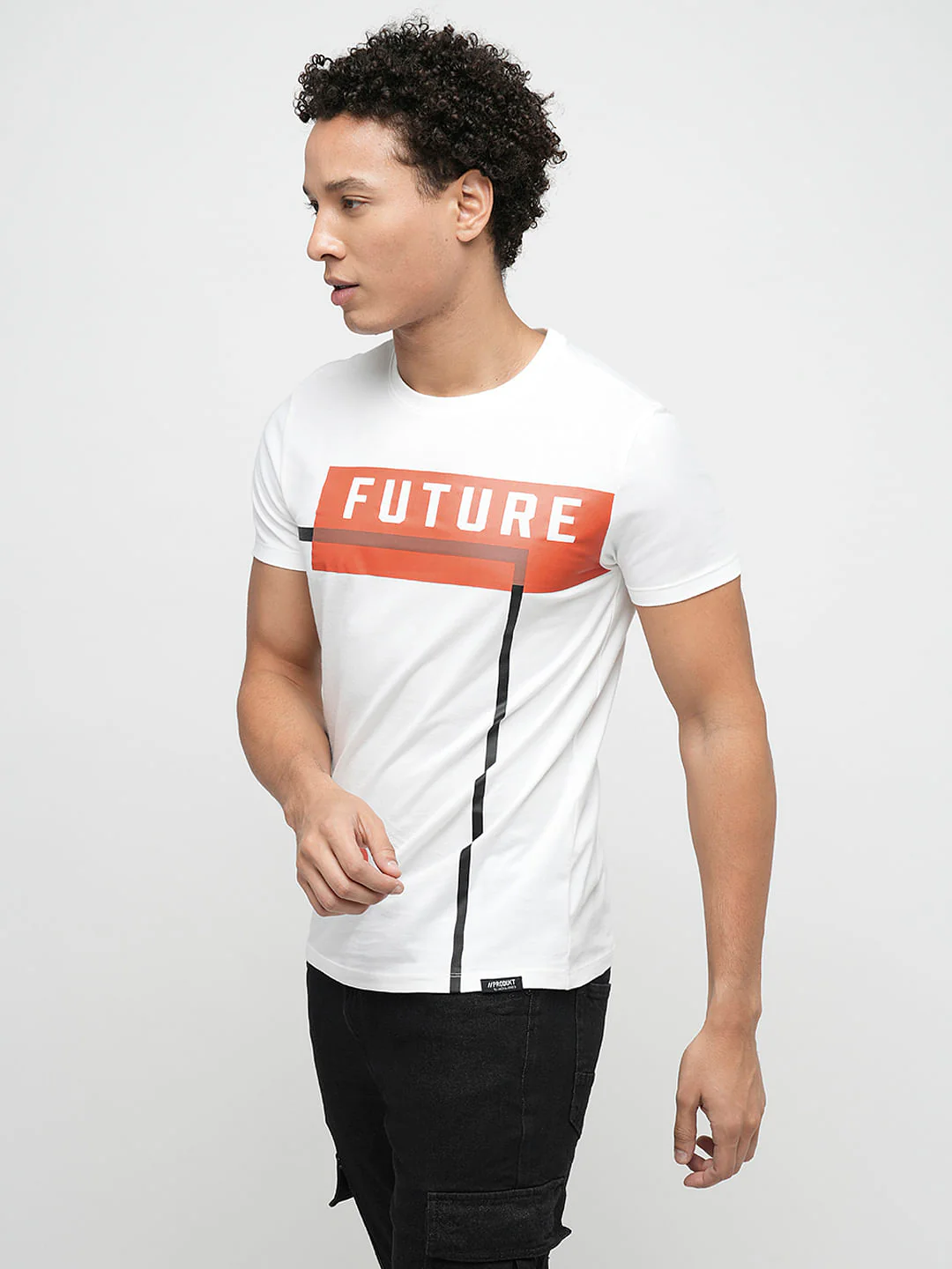 PRODUKT by JACK&JONES White Printed Crew Neck T-shirt - Image 3