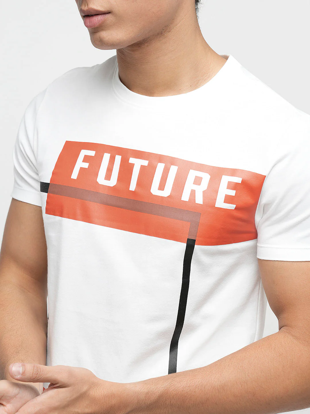 PRODUKT by JACK&JONES White Printed Crew Neck T-shirt - Image 6