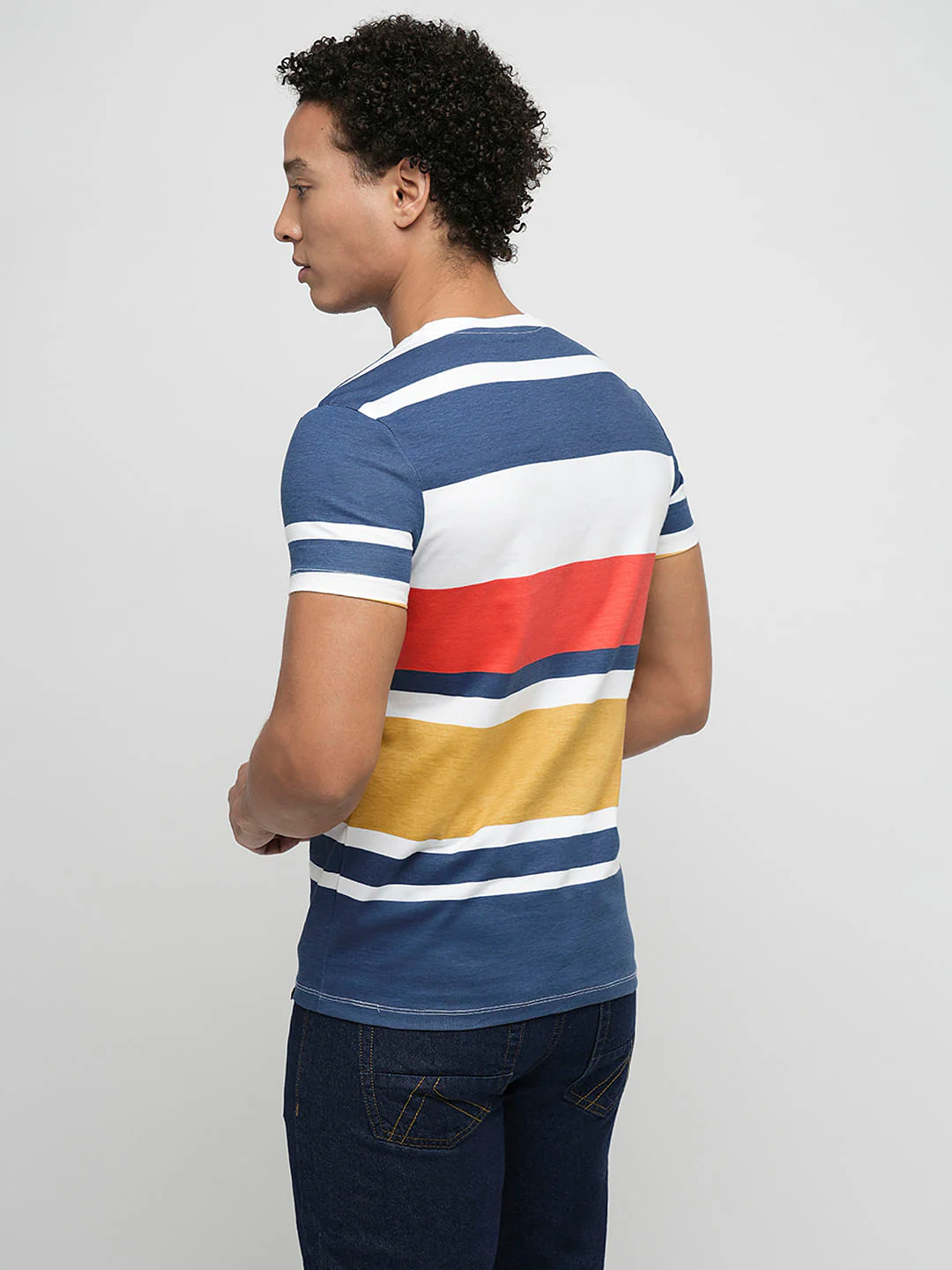 PRODUKT by JACK&JONES Blue Colourblocked Crew Neck T-shirt - Image 4