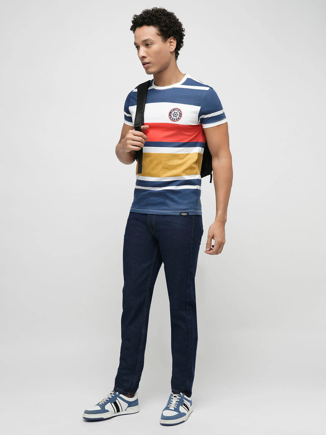 PRODUKT by JACK&JONES Blue Colourblocked Crew Neck T-shirt - Image 5