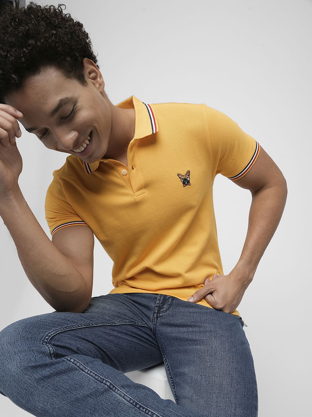 PRODUKT by JACK&JONES Yellow Contrast Tipping Polo