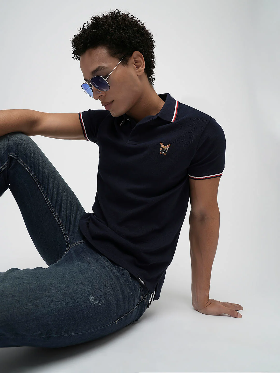 PRODUKT by JACK&JONES Navy Blue Contrast Tipping Polo