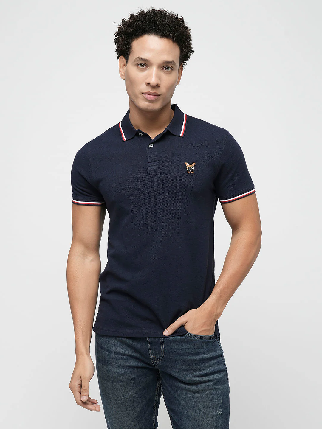 PRODUKT by JACK&JONES Navy Blue Contrast Tipping Polo - Image 2