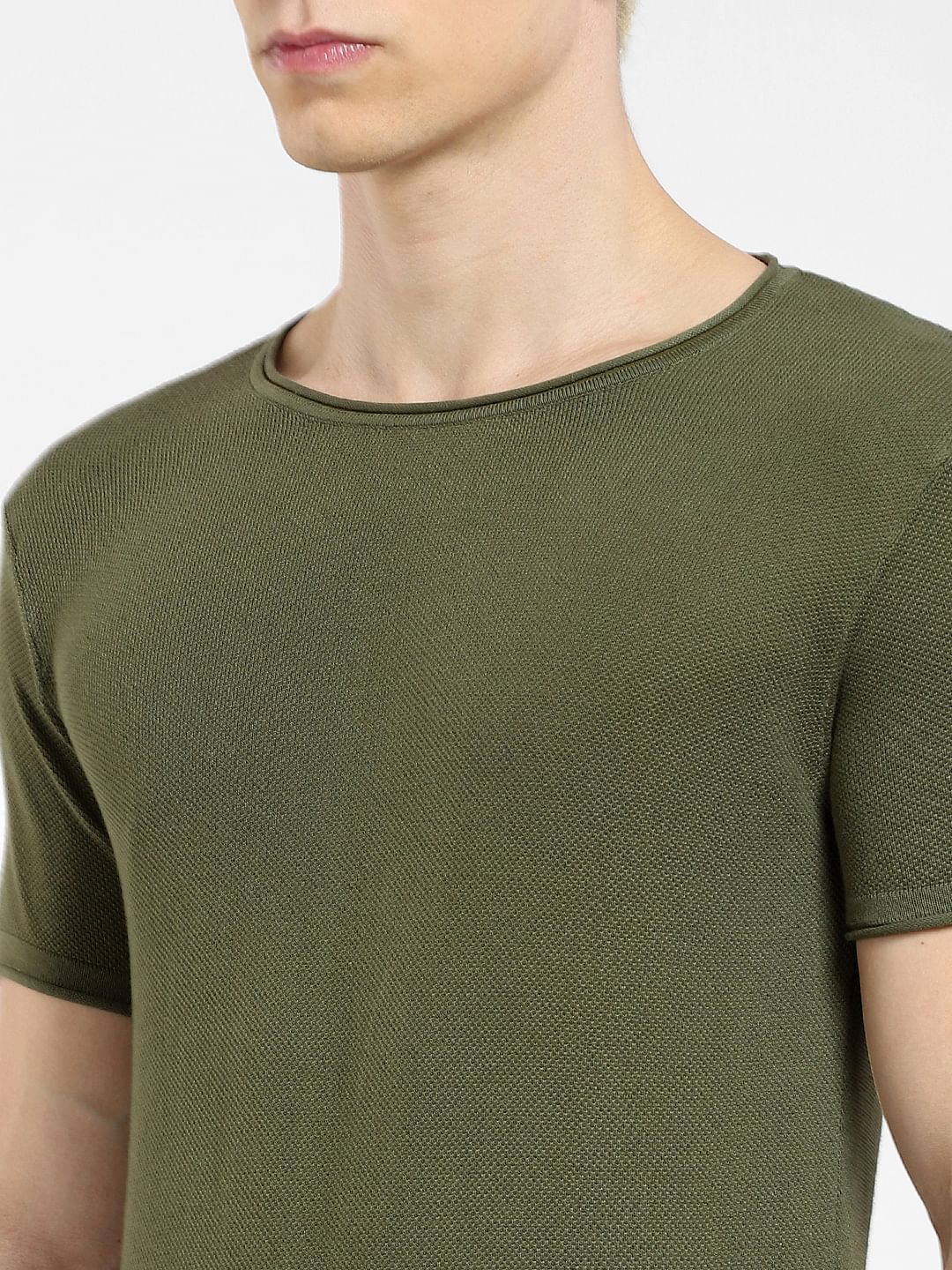 Green Knit Crew Neck T-shirt - Image 5