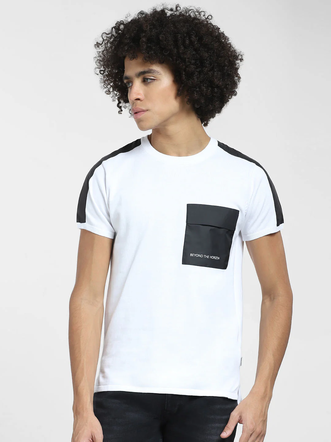 White Knit Crew Neck T-shirt - Image 2
