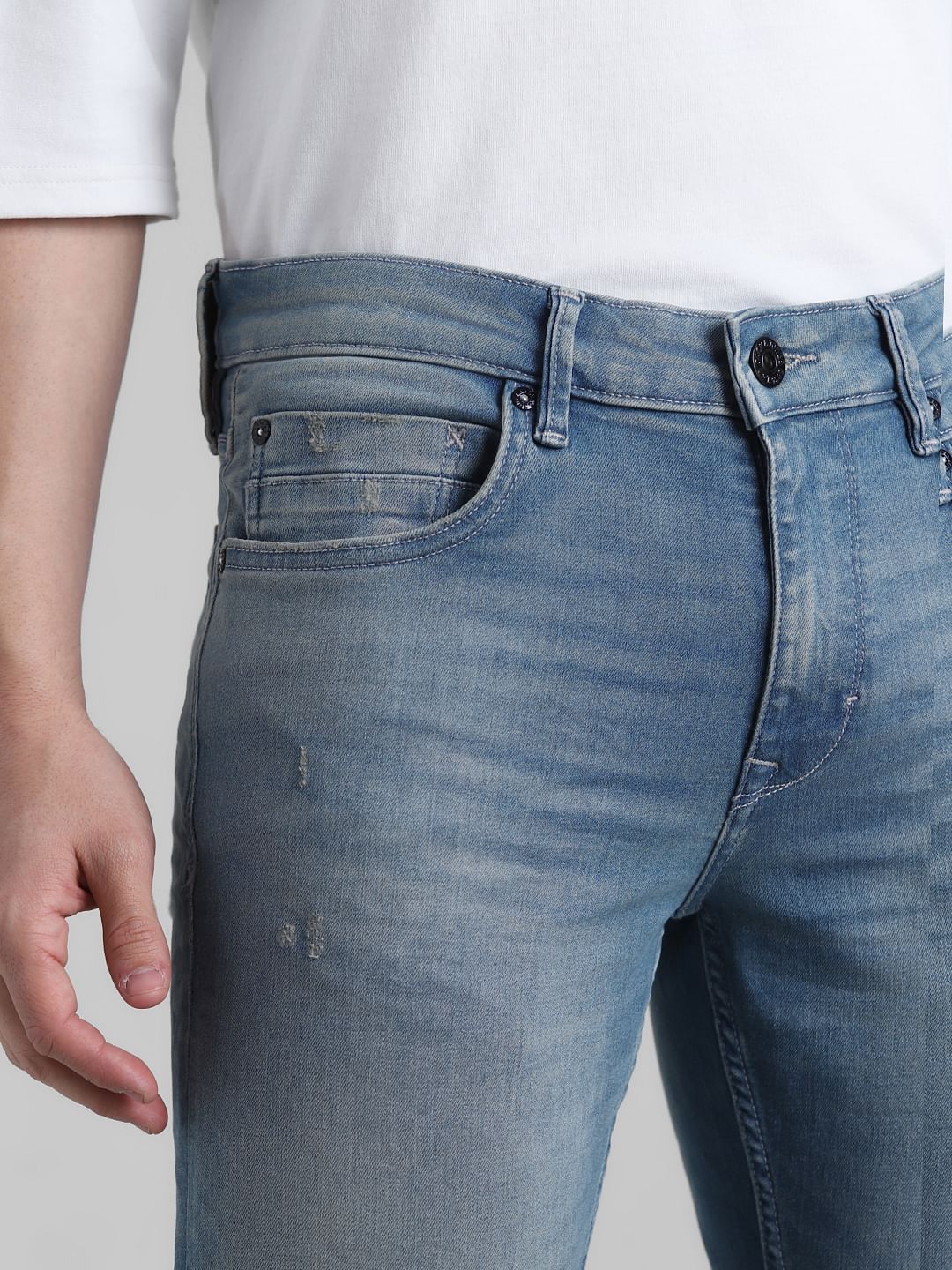 Blue Low Rise Washed Ben Skinny Jeans - Image 4