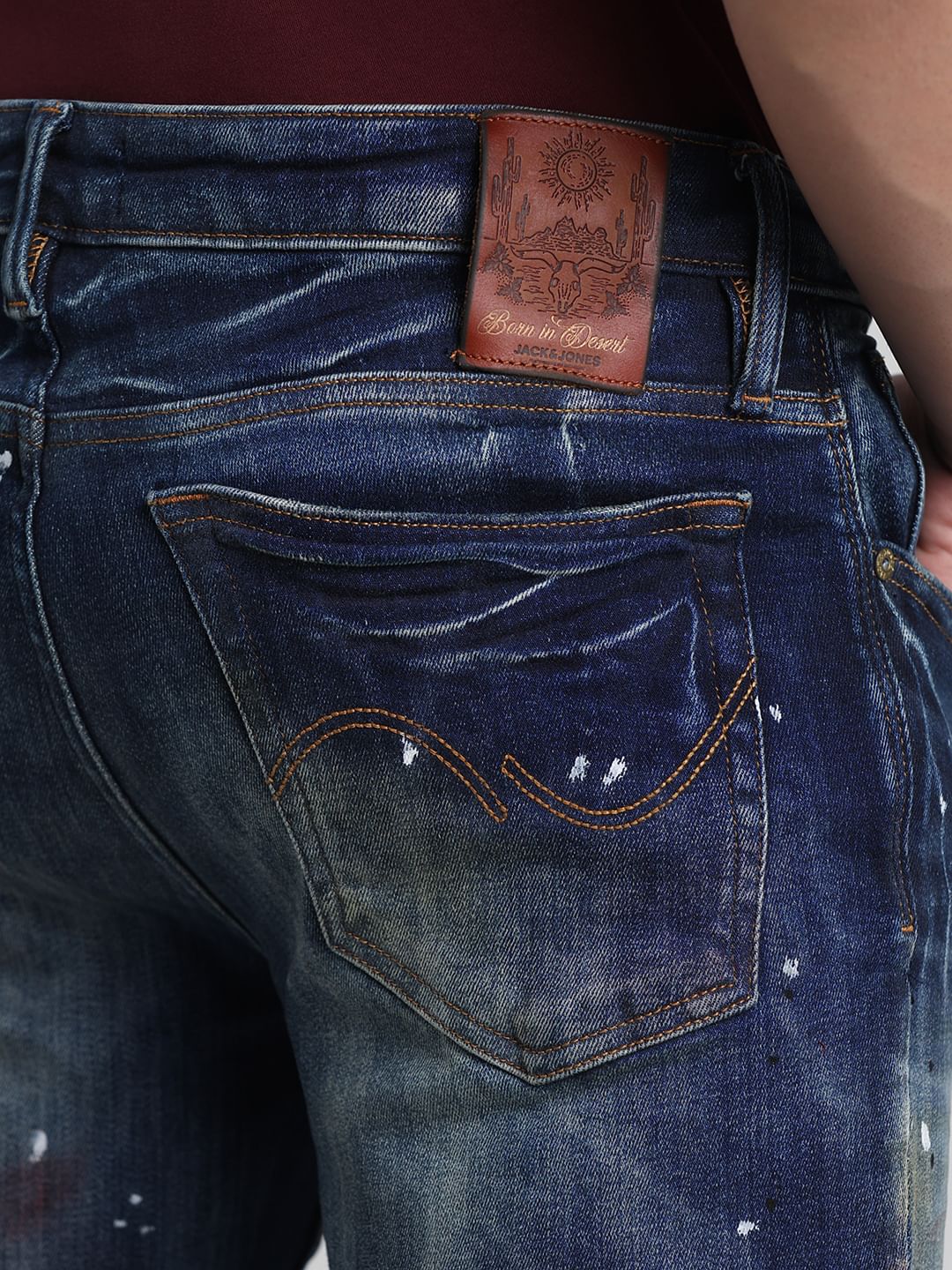 Dark Blue Low Rise Distressed Glenn Slim Fit Jeans - Image 5