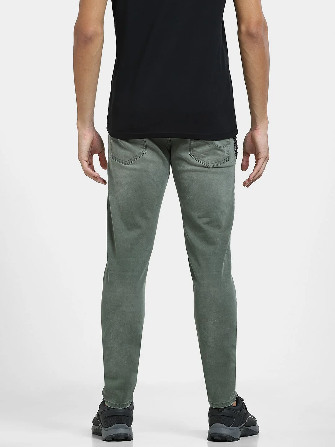 Green Low Rise Patch Work Slim Fit Jeans - Image 4