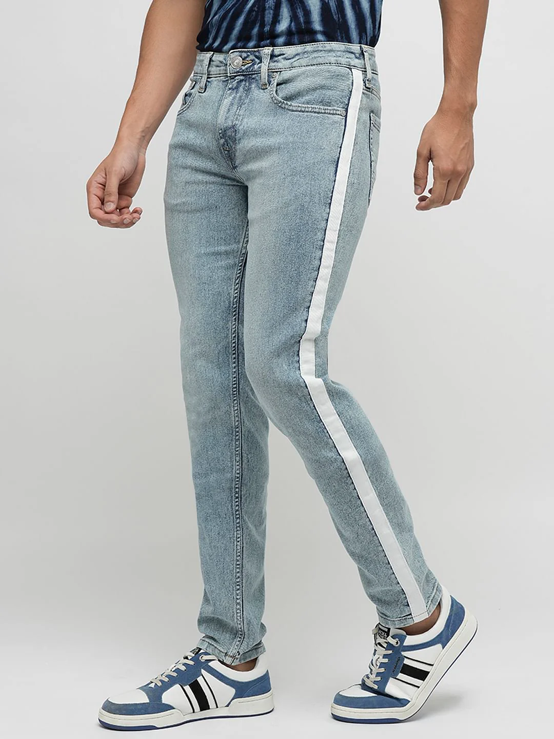 PRODUKT by JACK&JONES Light Blue Tape Detail Slim Fit Jeans - Image 3