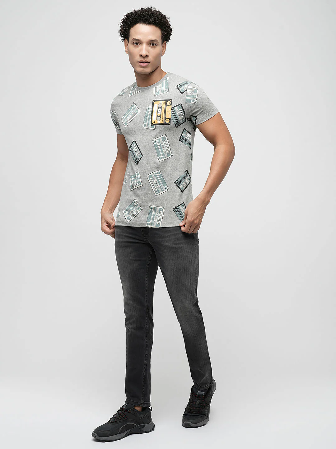 PRODUKT by JACK&JONES Black Mid Rise Striped Slim Jeans - Image 5
