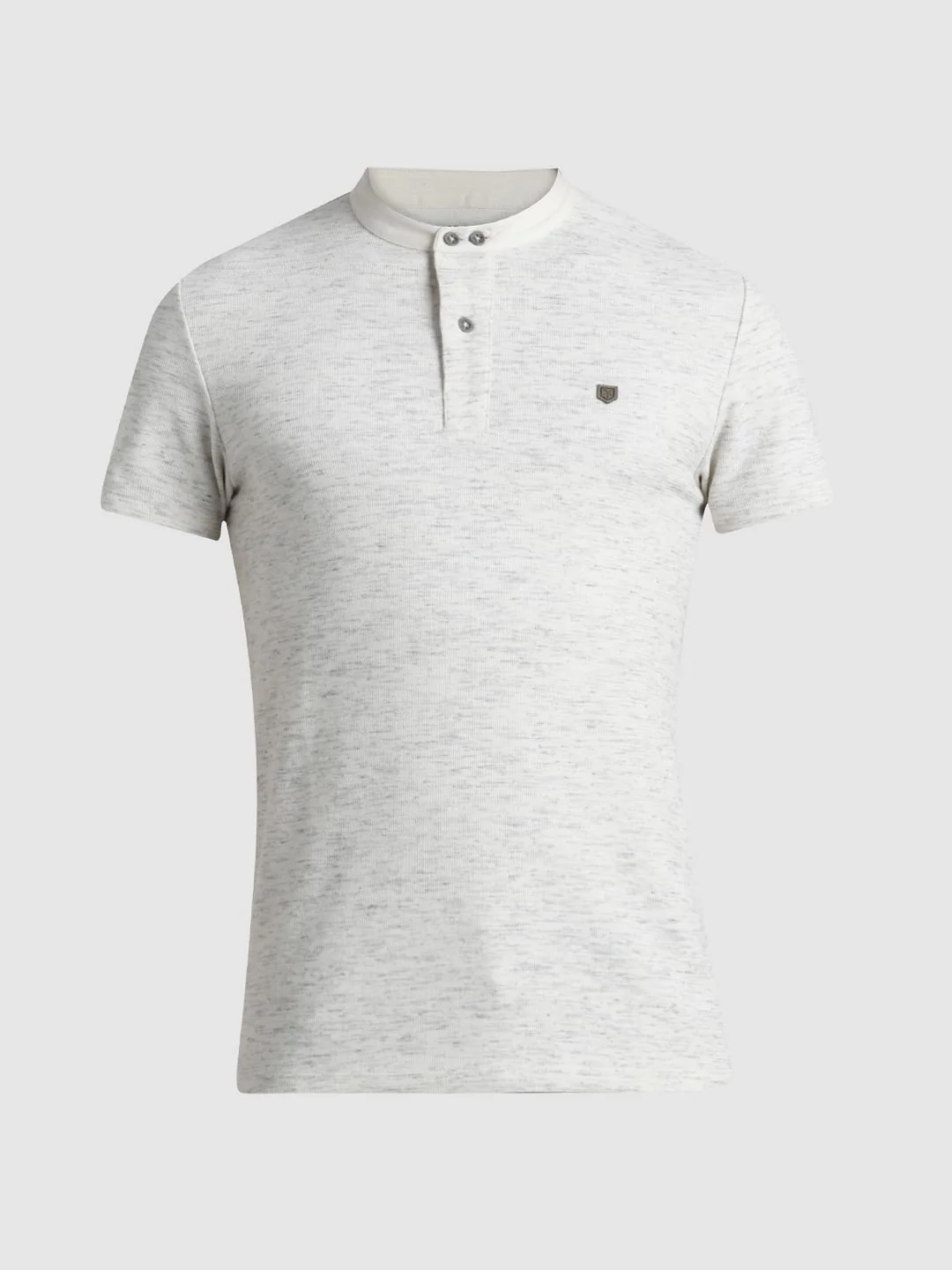 White Melange Henley T-shirt - Image 7