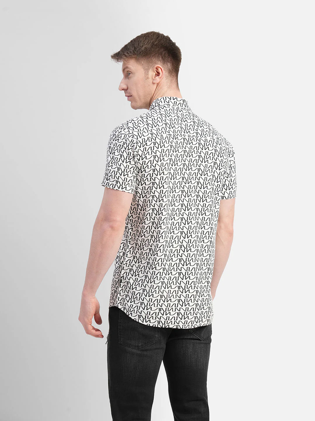 White Printed Short Sleeves Shirt - Image 4