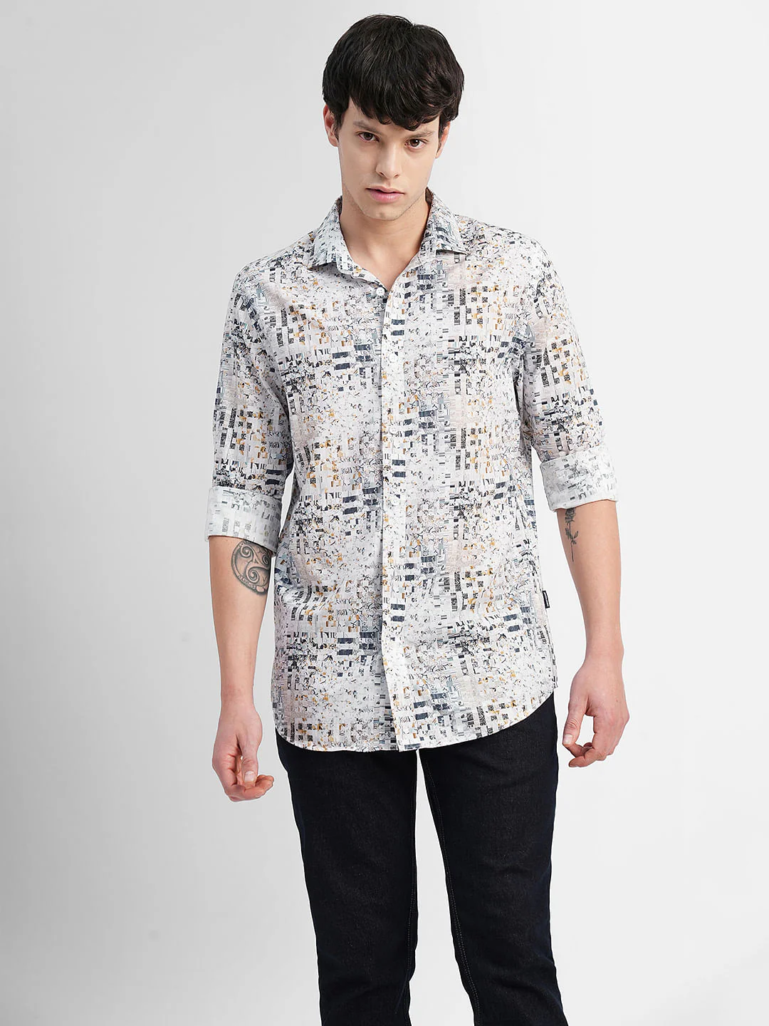 White Printed Full Sleeves Shirt - Image 2