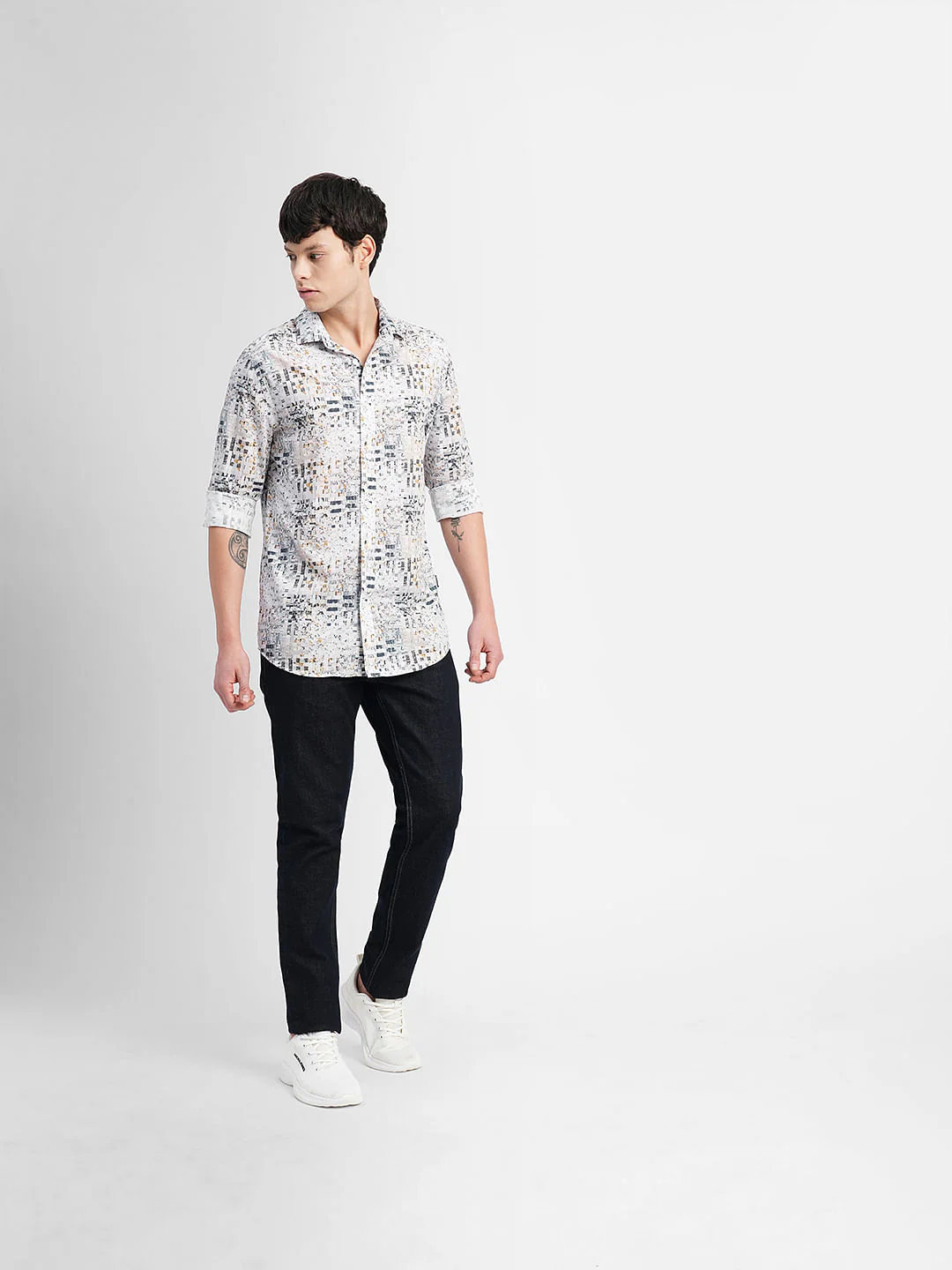 White Printed Full Sleeves Shirt - Image 6
