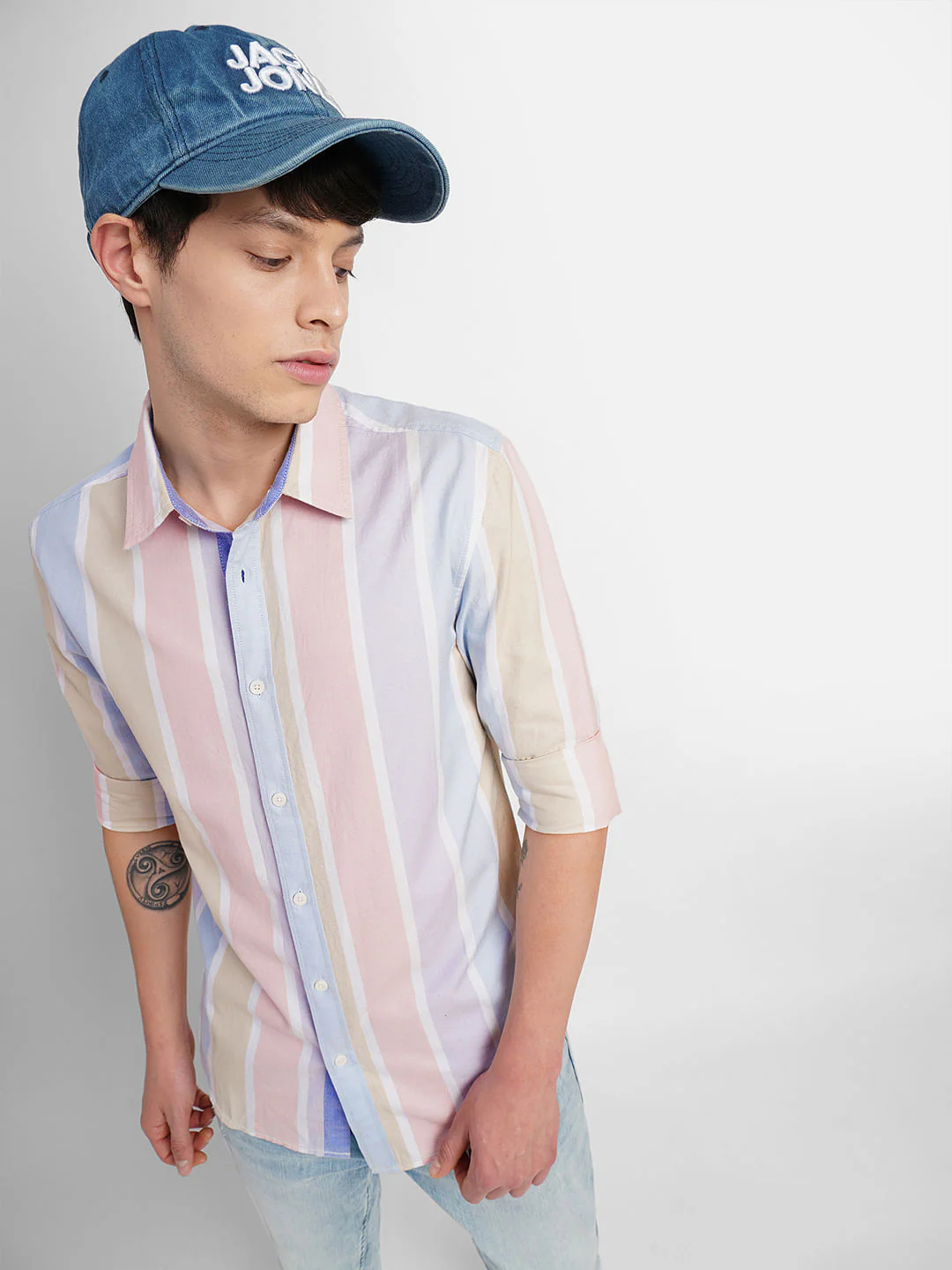 White Striped Full Sleeves Shirt