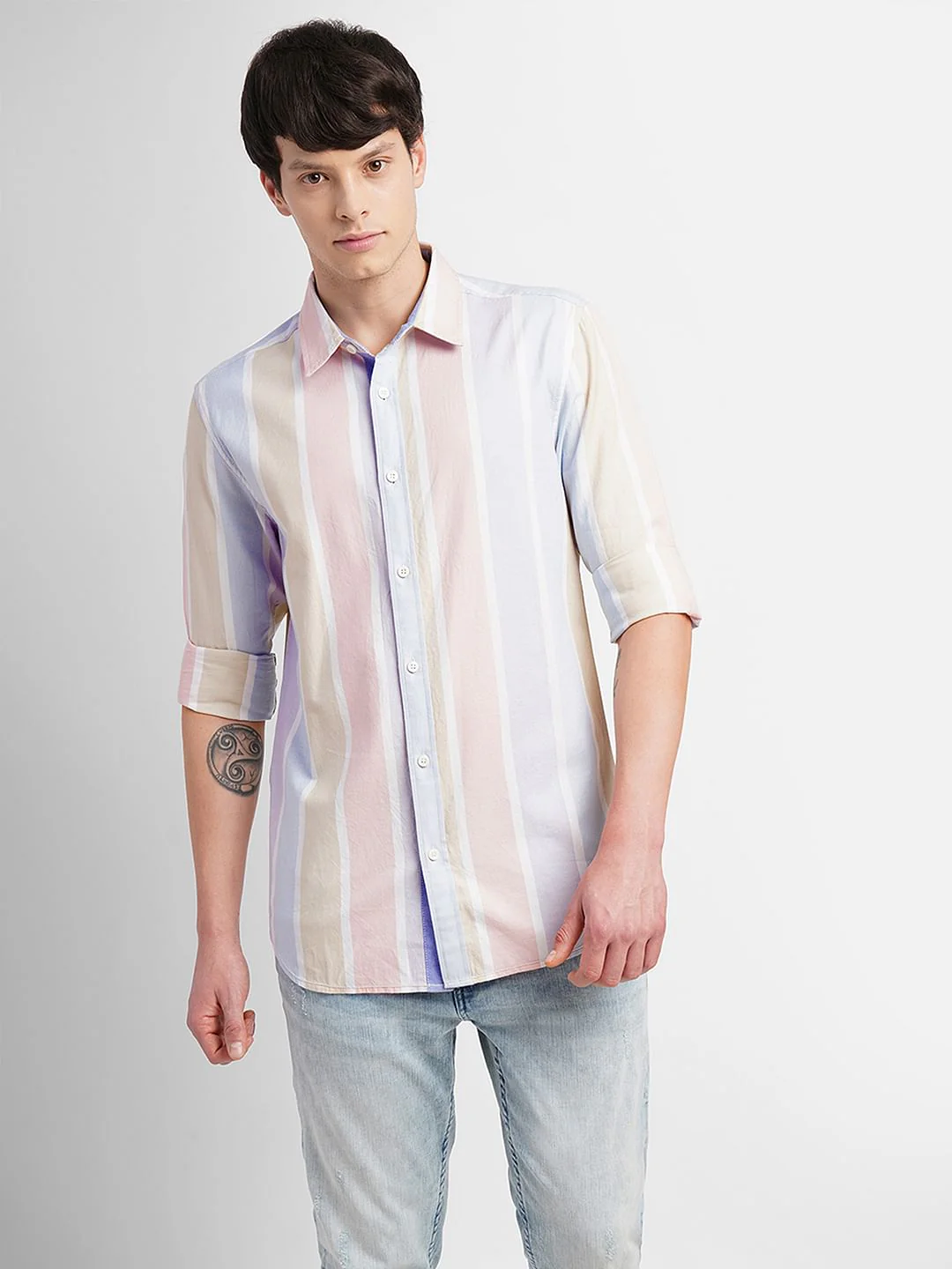 White Striped Full Sleeves Shirt - Image 2