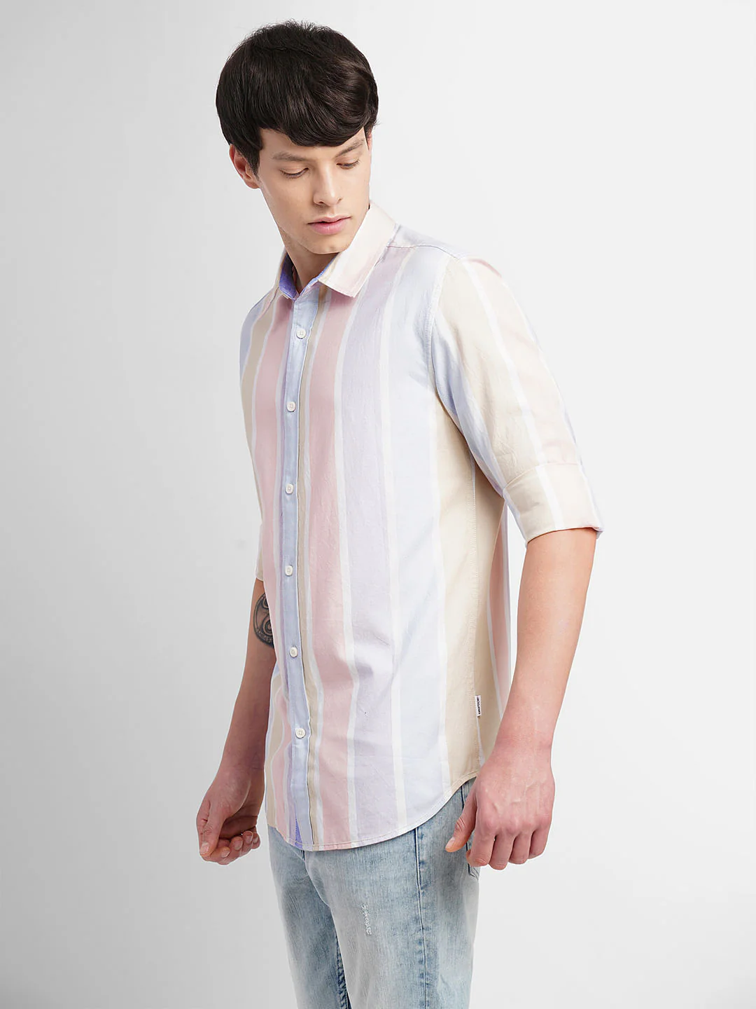 White Striped Full Sleeves Shirt - Image 3