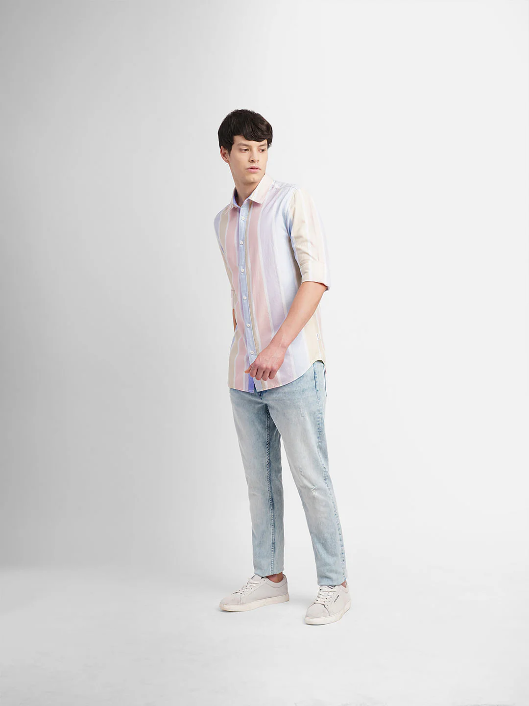 White Striped Full Sleeves Shirt - Image 6