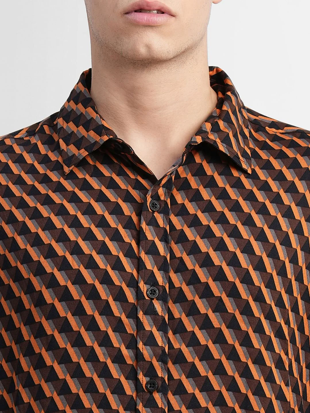 Orange Printed Full Sleeves Shirt - Image 5