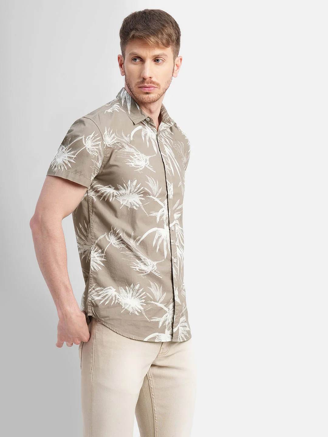 Brown All Over Print Short Sleeves Shirt - Image 3
