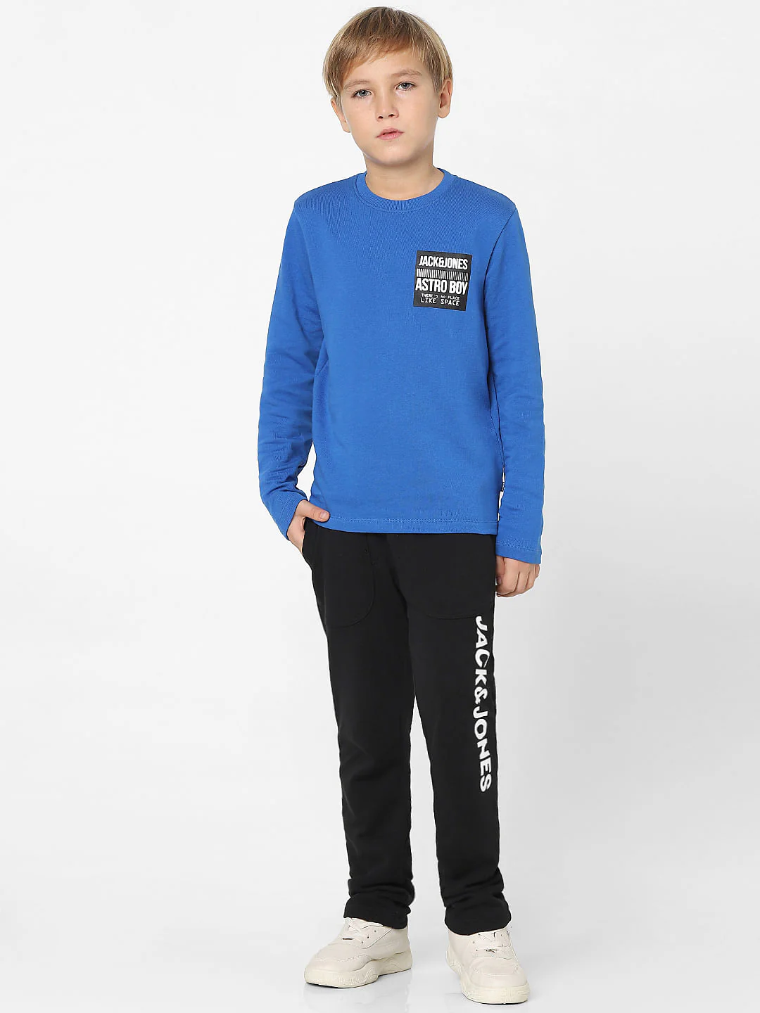 Boys Blue Patch Text Print Sweatshirt - Image 6