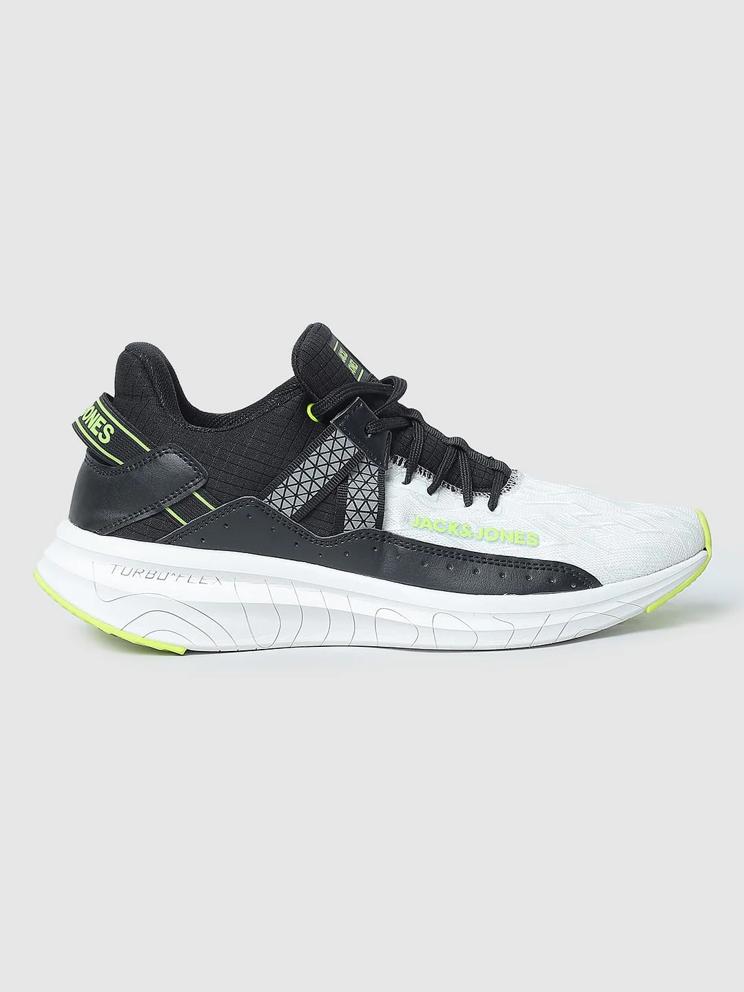 White & Black Colourblocked Lace-Up Sneakers - Image 3
