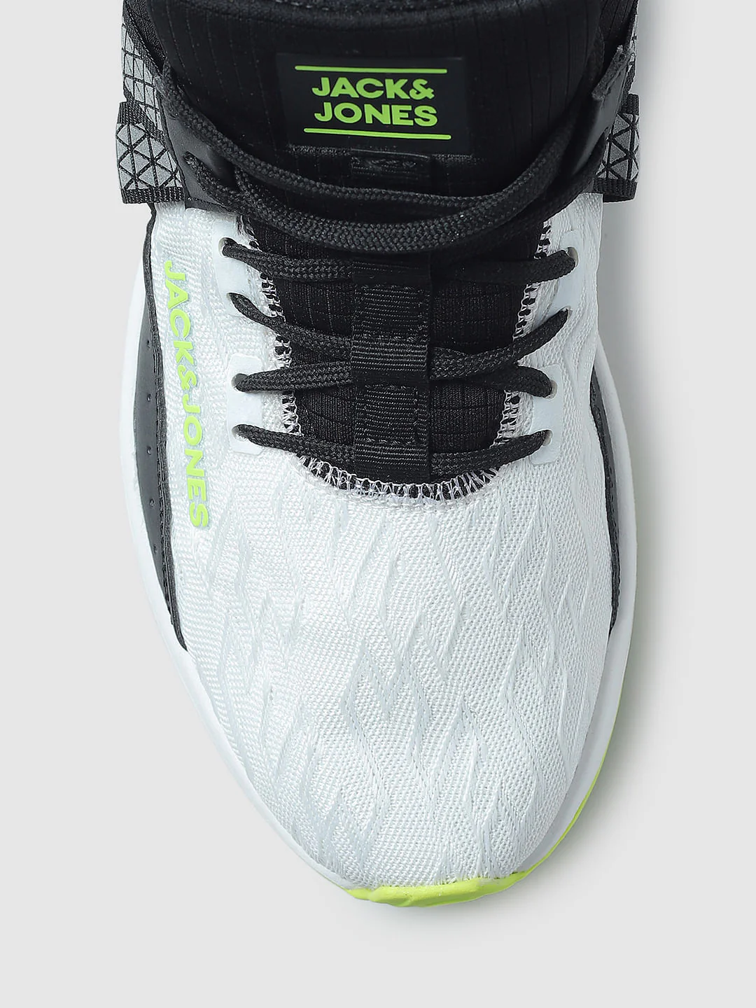 White & Black Colourblocked Lace-Up Sneakers - Image 7