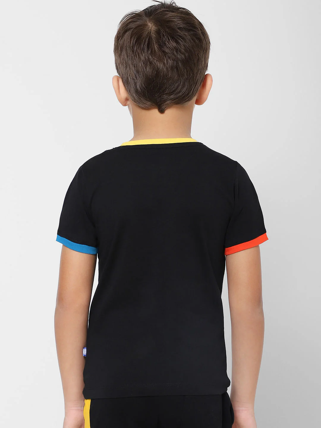 Boys Black Contrast Tipping Crew Neck T-shirt - Image 4