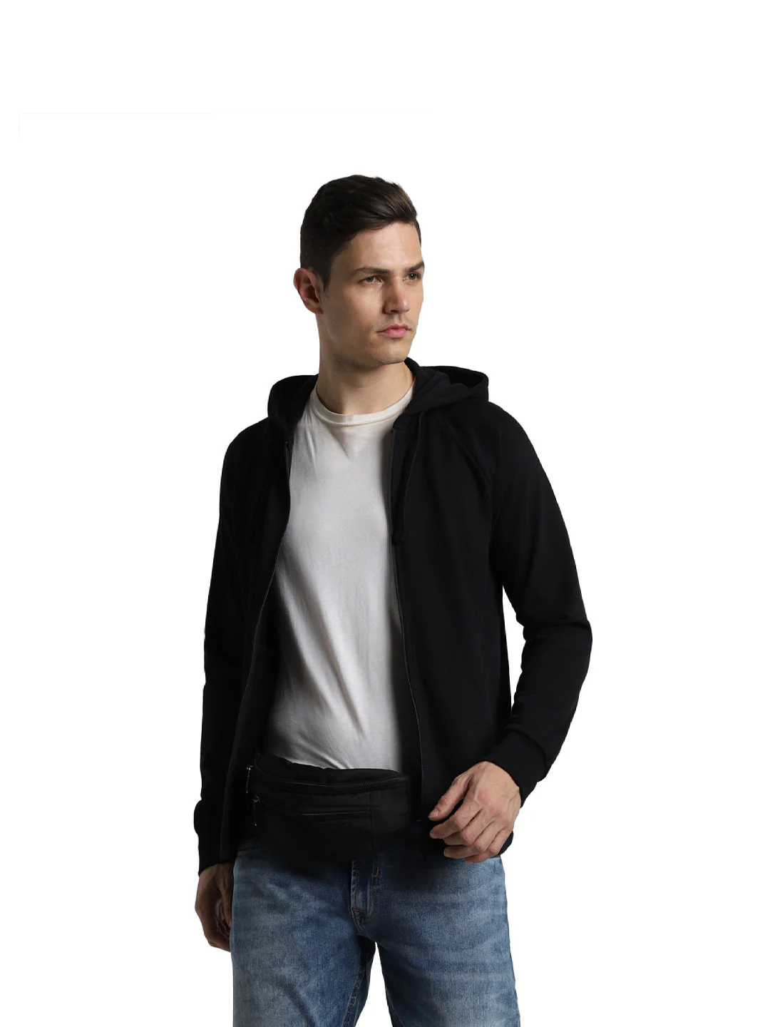 Black Zip-Up Hooded Jacket - Image 2