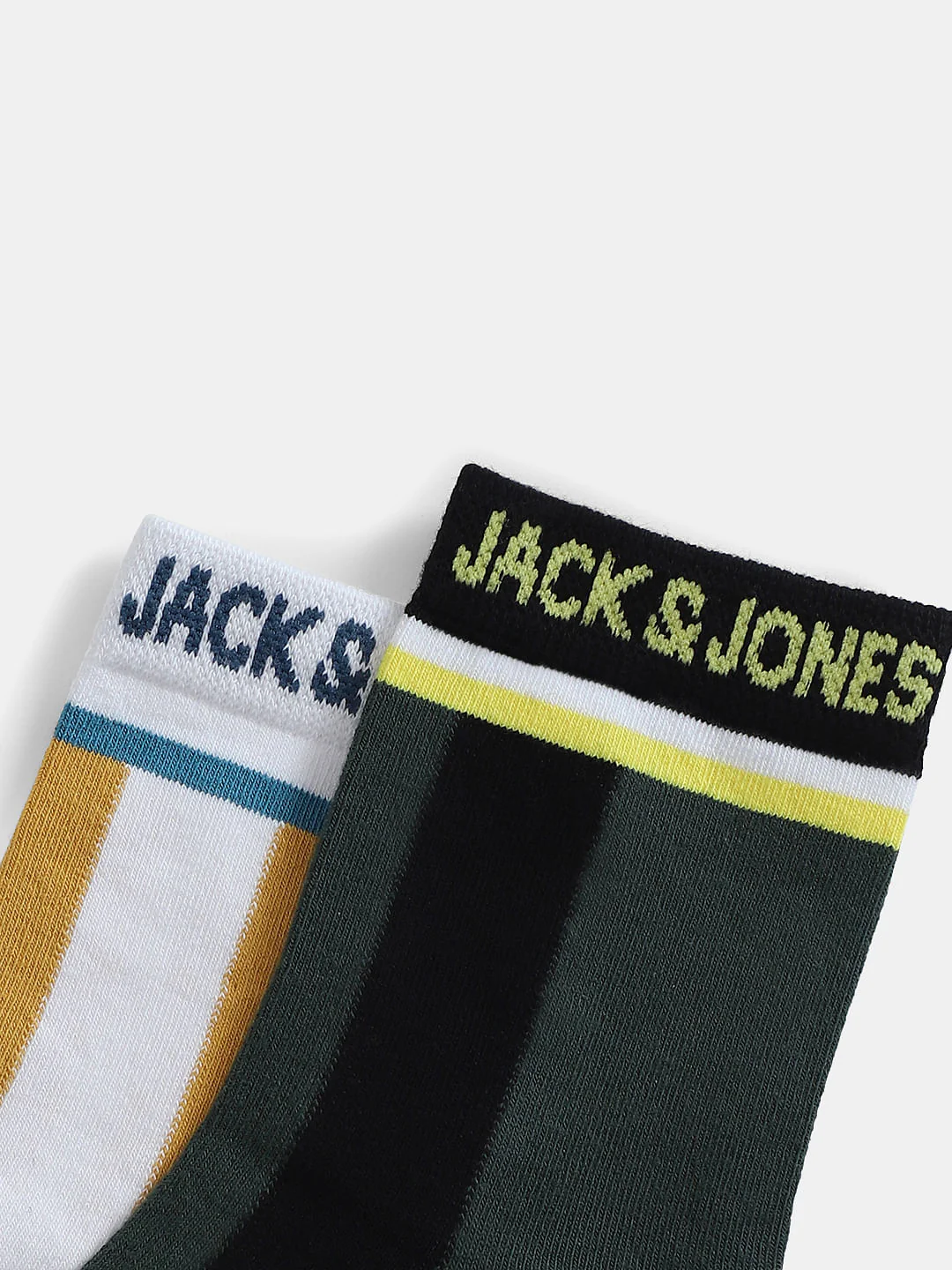 Pack Of 2 Mid-Length Striped Socks - Green & Yellow - Image 2