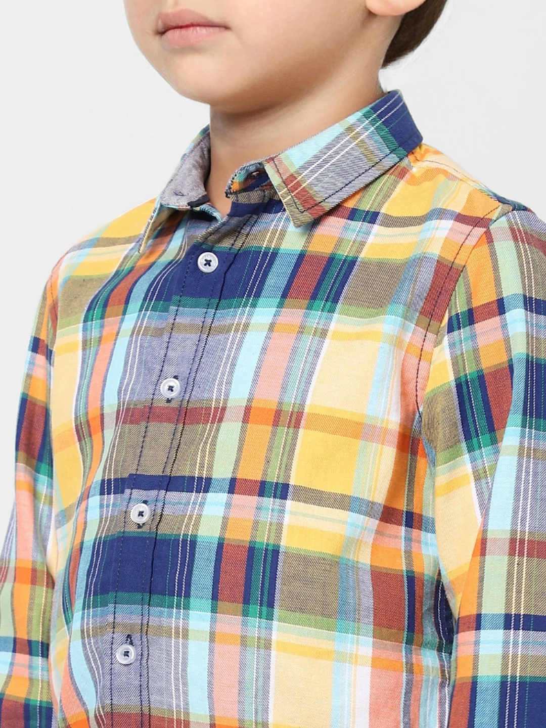 BOYS Orange Check Full Sleeves Shirt - Image 5