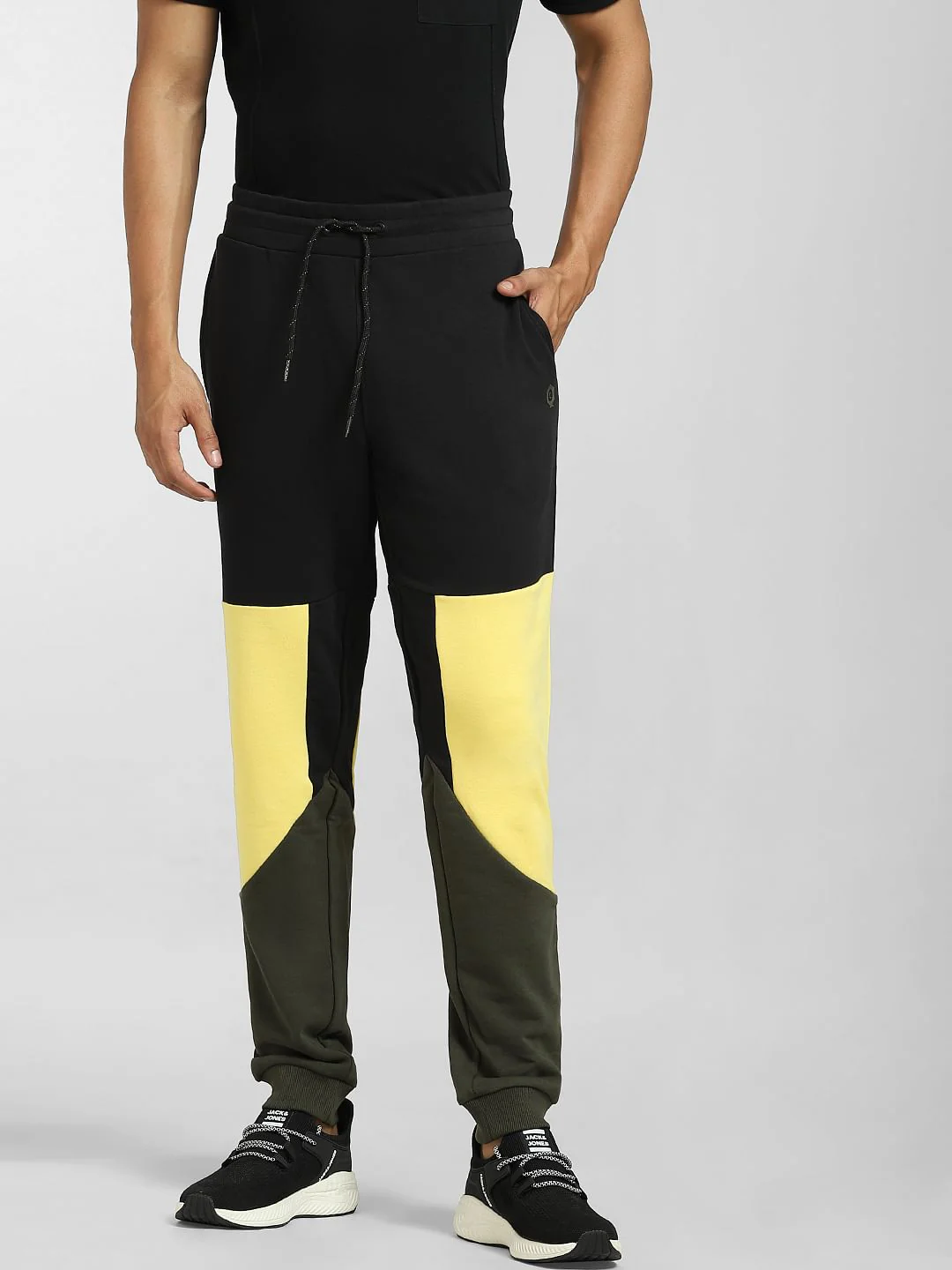 Black Mid Rise Colourblocked Sweatpants - Image 2