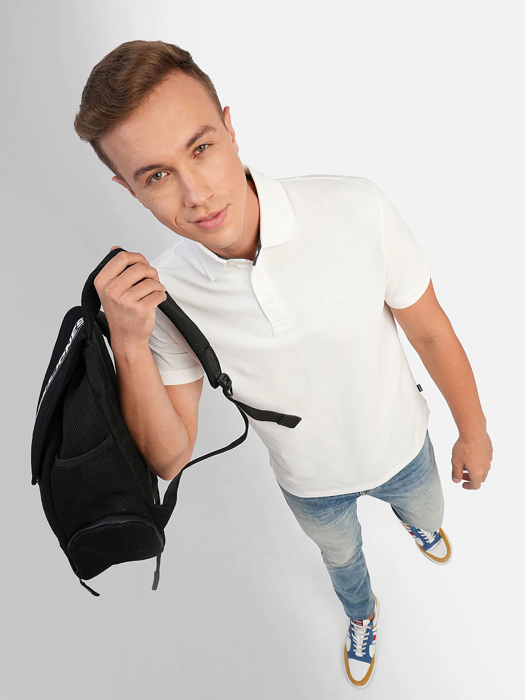 White Knitted Polo T-shirt