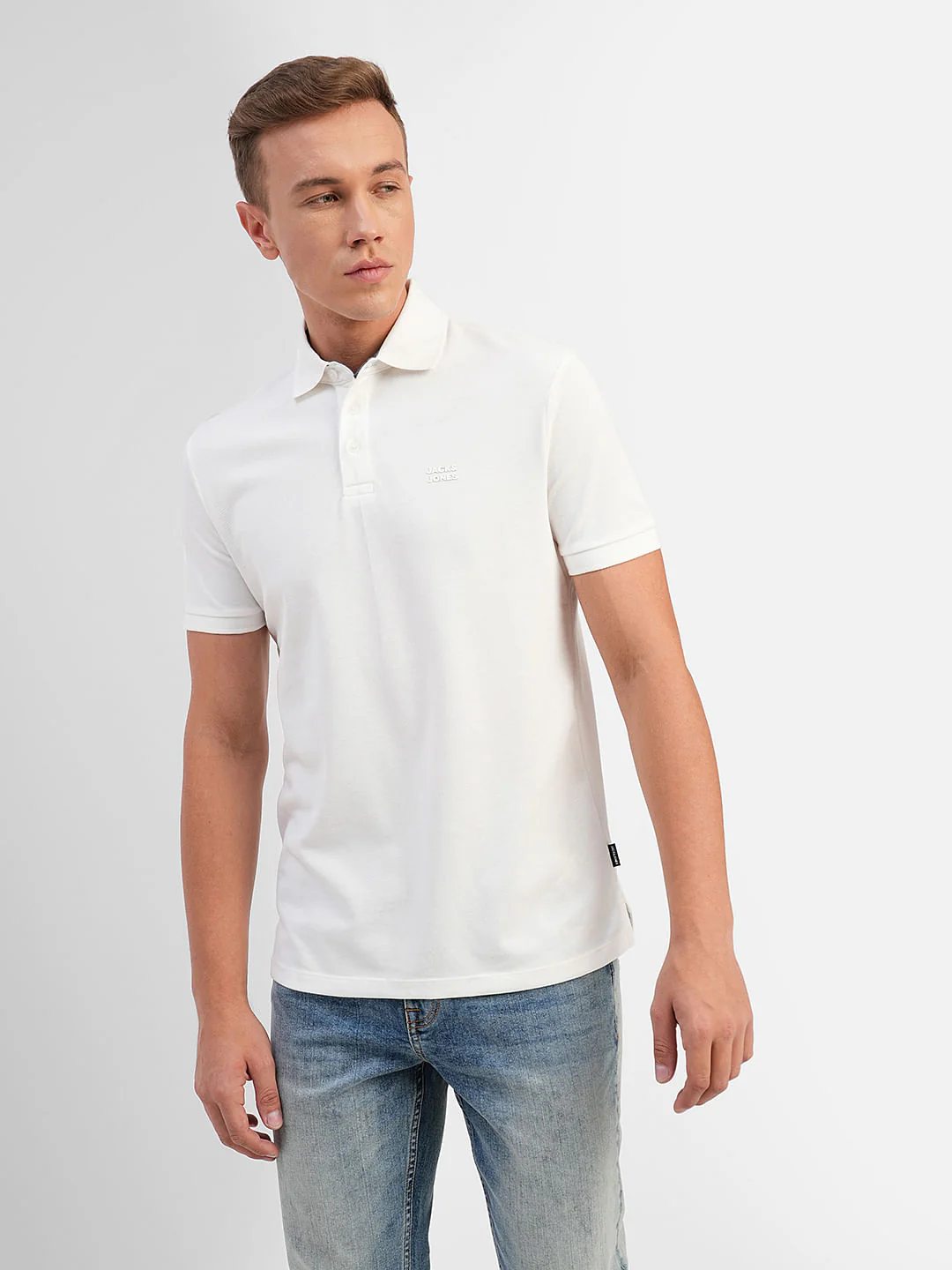 White Knitted Polo T-shirt - Image 2