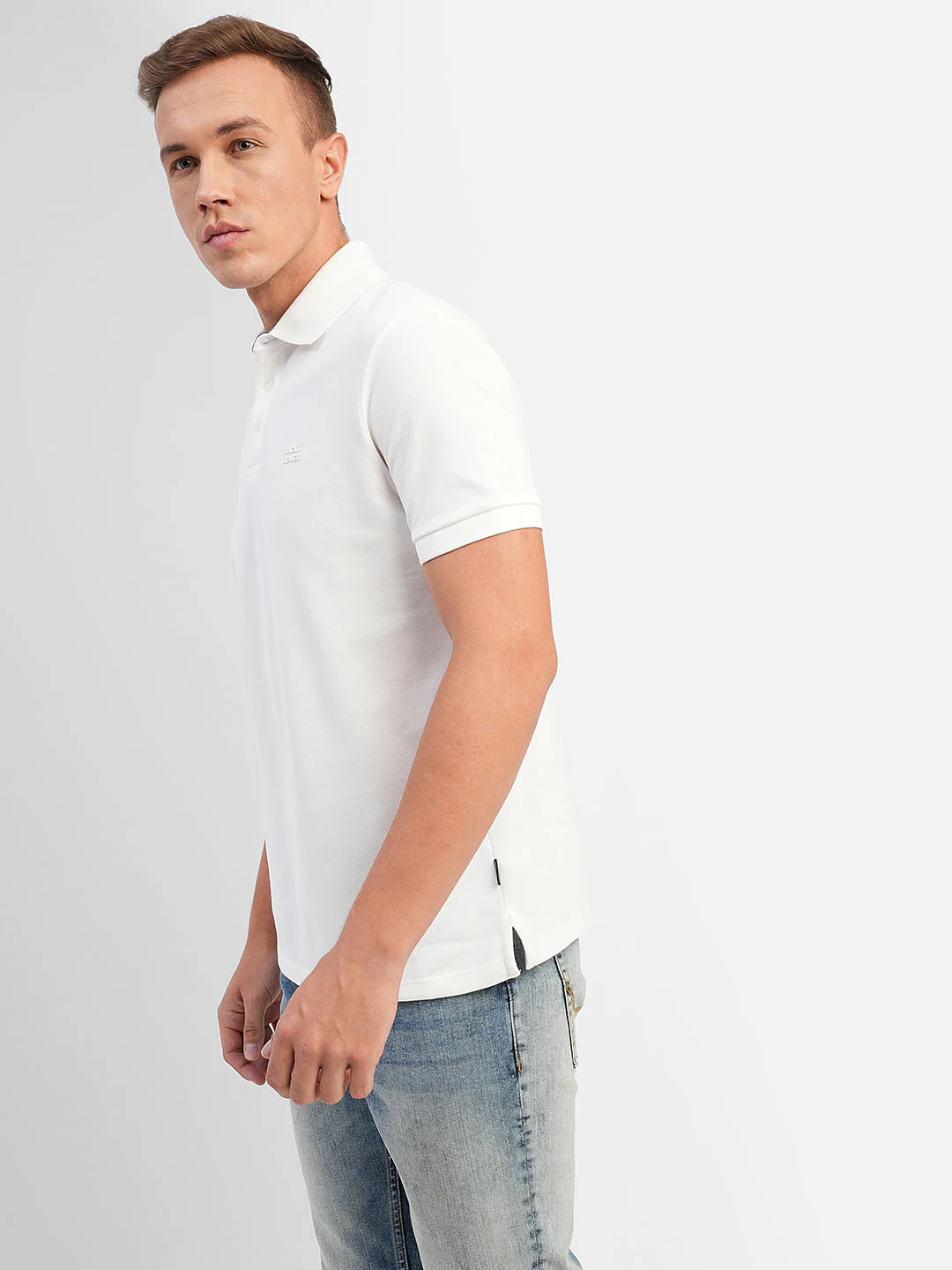 White Knitted Polo T-shirt - Image 3