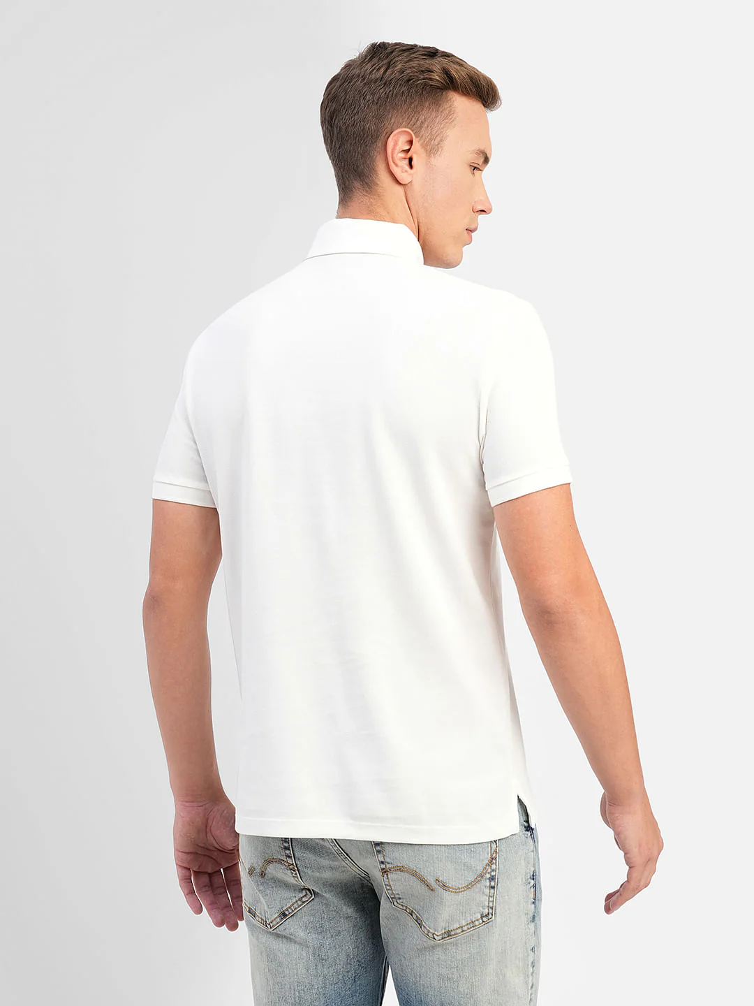 White Knitted Polo T-shirt - Image 4