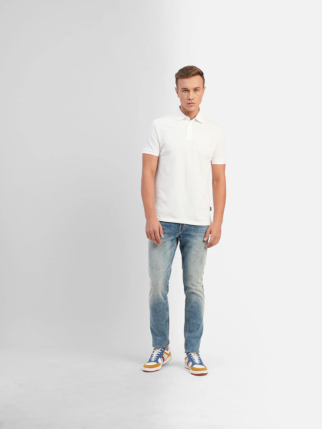 White Knitted Polo T-shirt - Image 6
