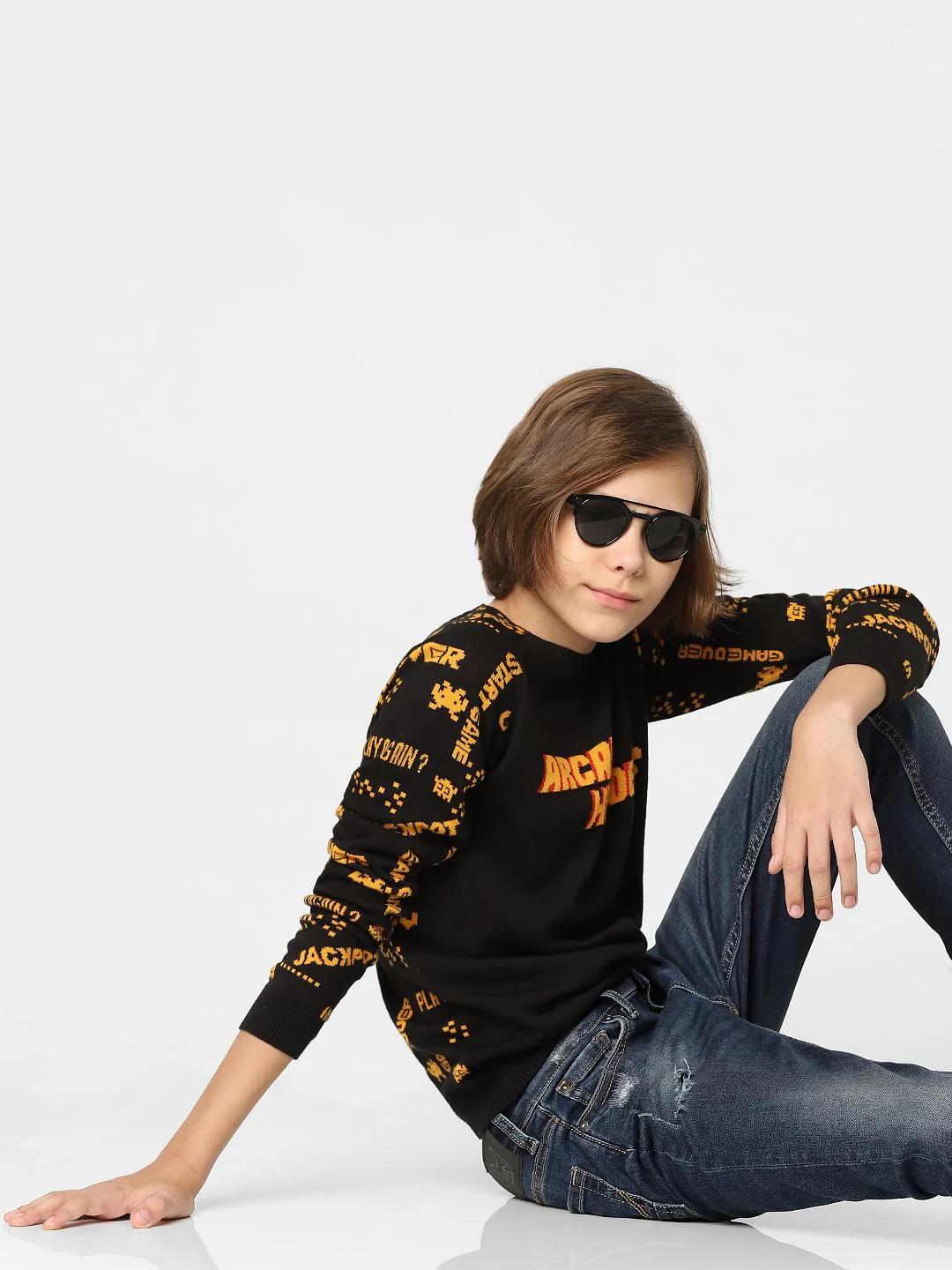 BOYS Black Graphic Print Pullover