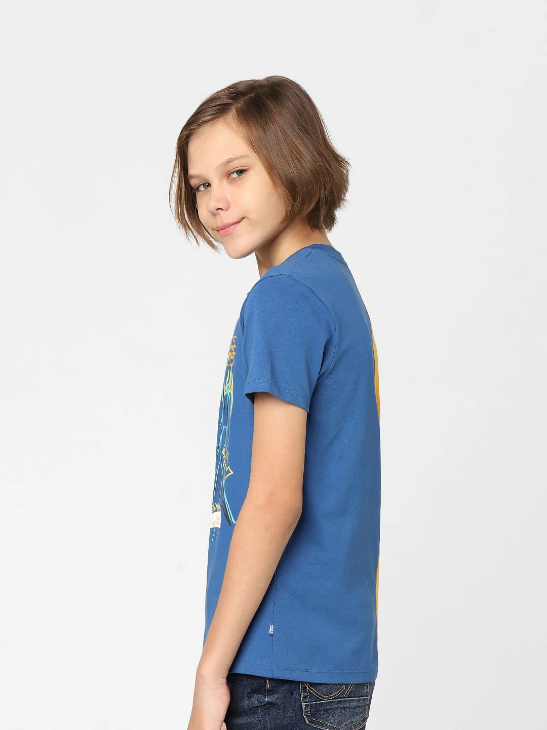 BOYS Yellow & Blue Graphic print T-shirt - Image 3