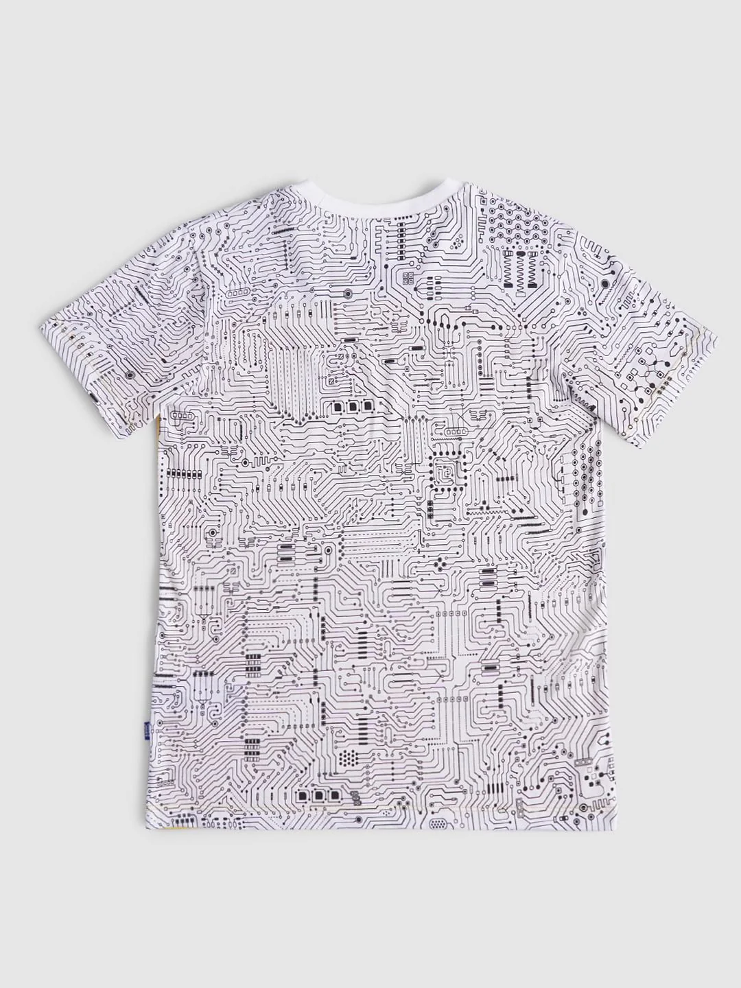 Boys Yellow Circuit Print Crew Neck T-shirt - Image 2