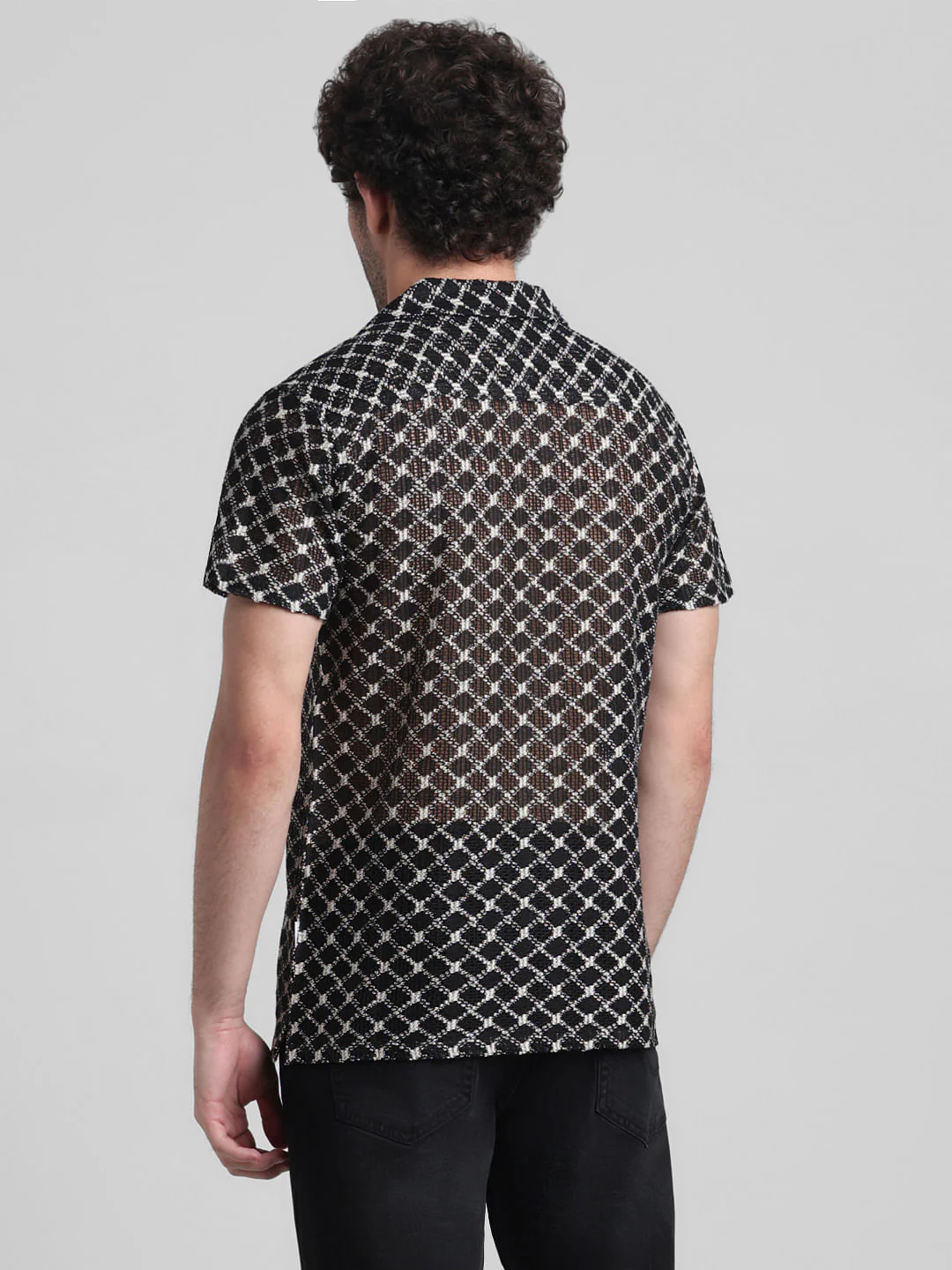 Black Printed Short Sleeves Shirt - Image 4