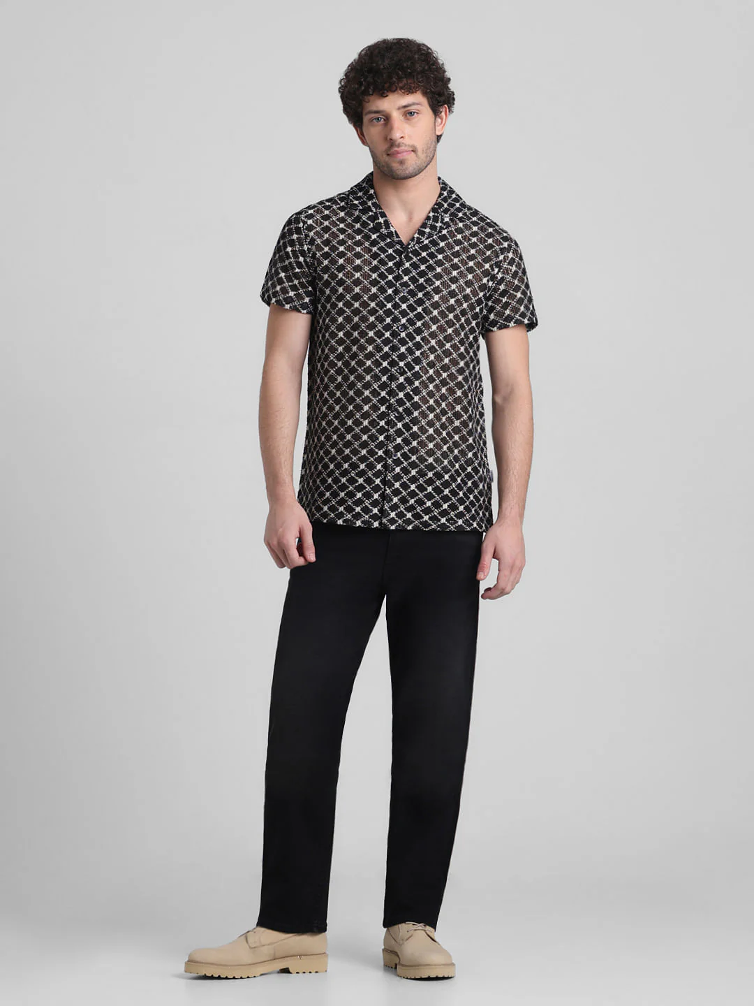 Black Printed Short Sleeves Shirt - Image 6