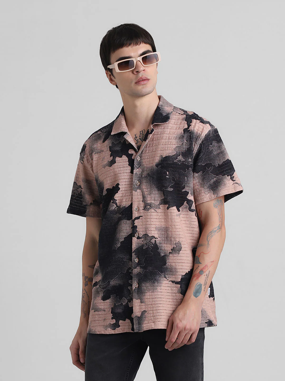 Beige Abstract Print Shirt
