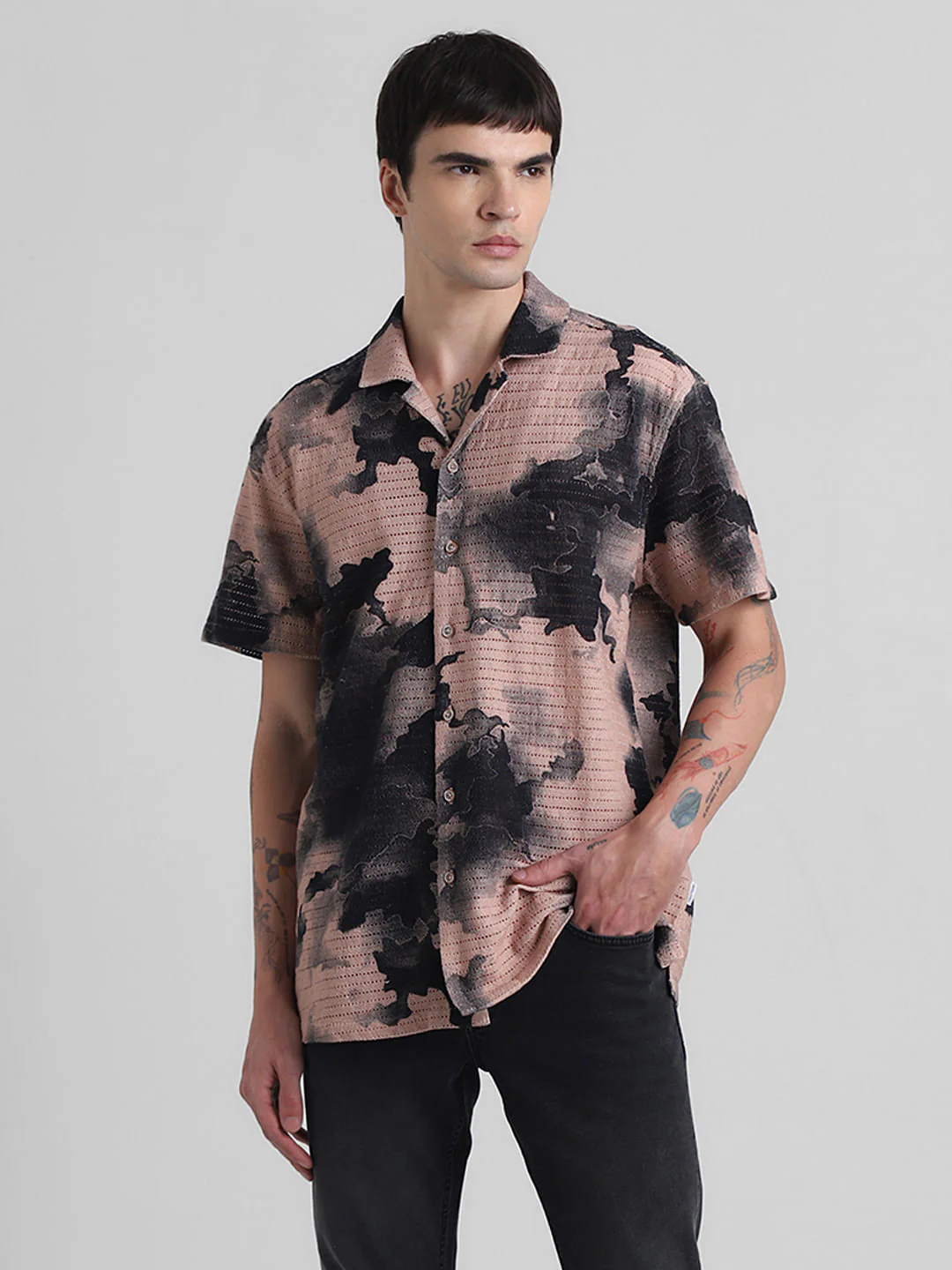 Beige Abstract Print Shirt - Image 2