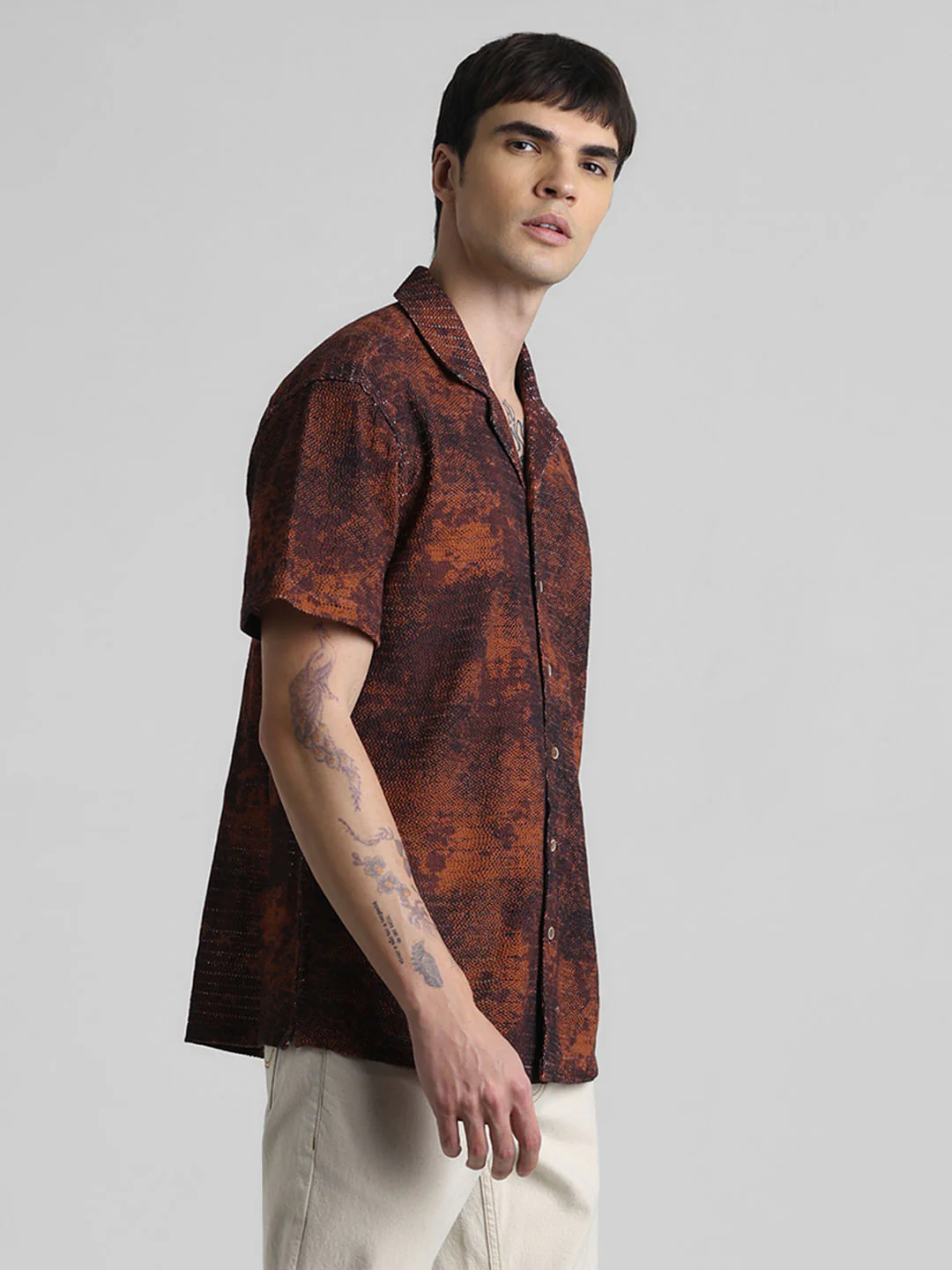 Brown Abstract Print Shirt - Image 3