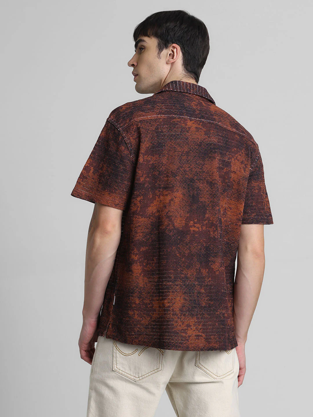Brown Abstract Print Shirt - Image 4