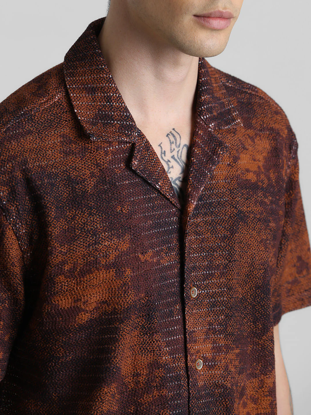 Brown Abstract Print Shirt - Image 5
