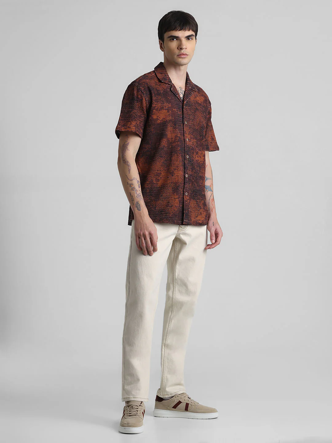 Brown Abstract Print Shirt - Image 6