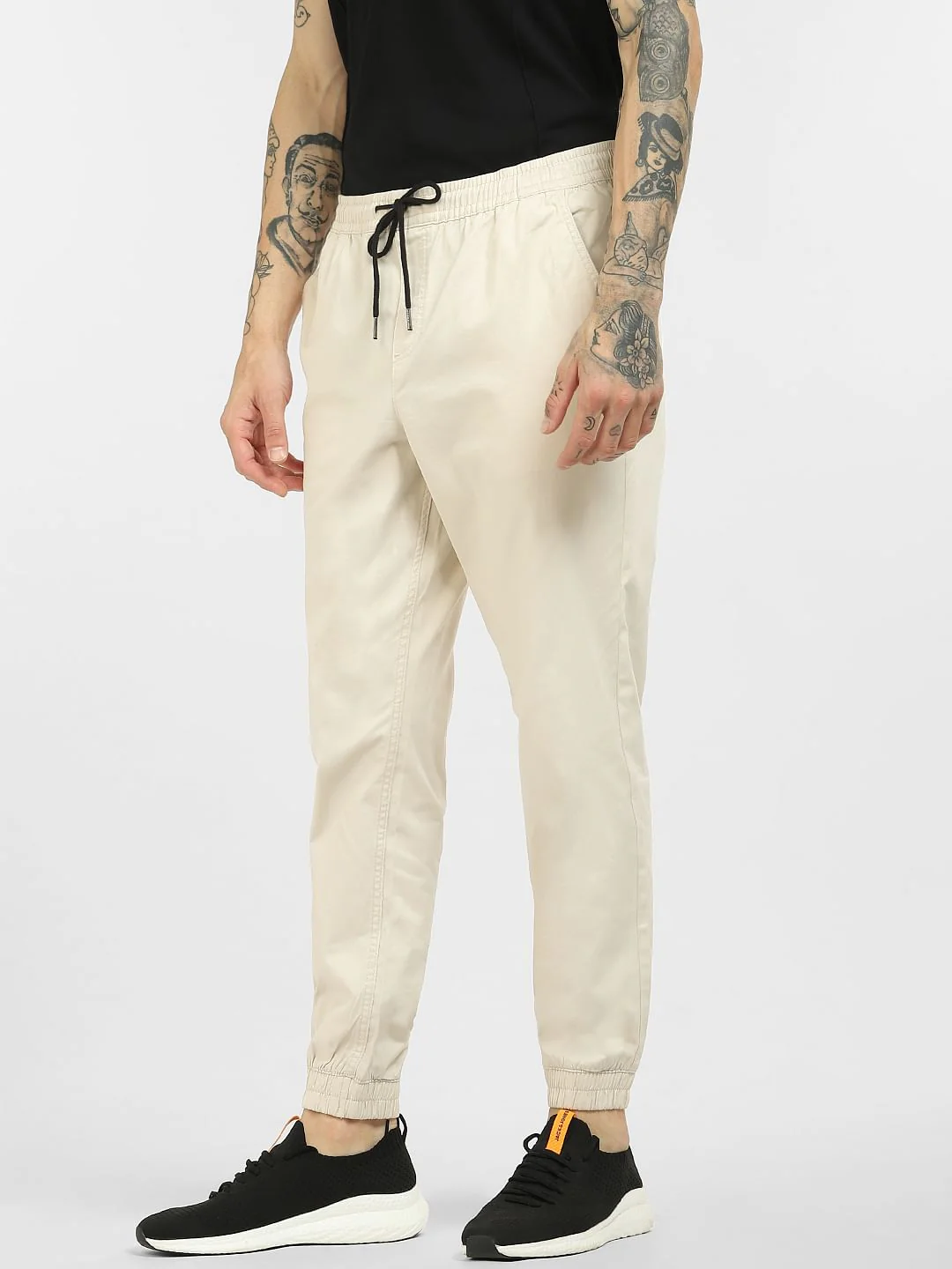 Beige Low Rise Cotton Pants - Image 3