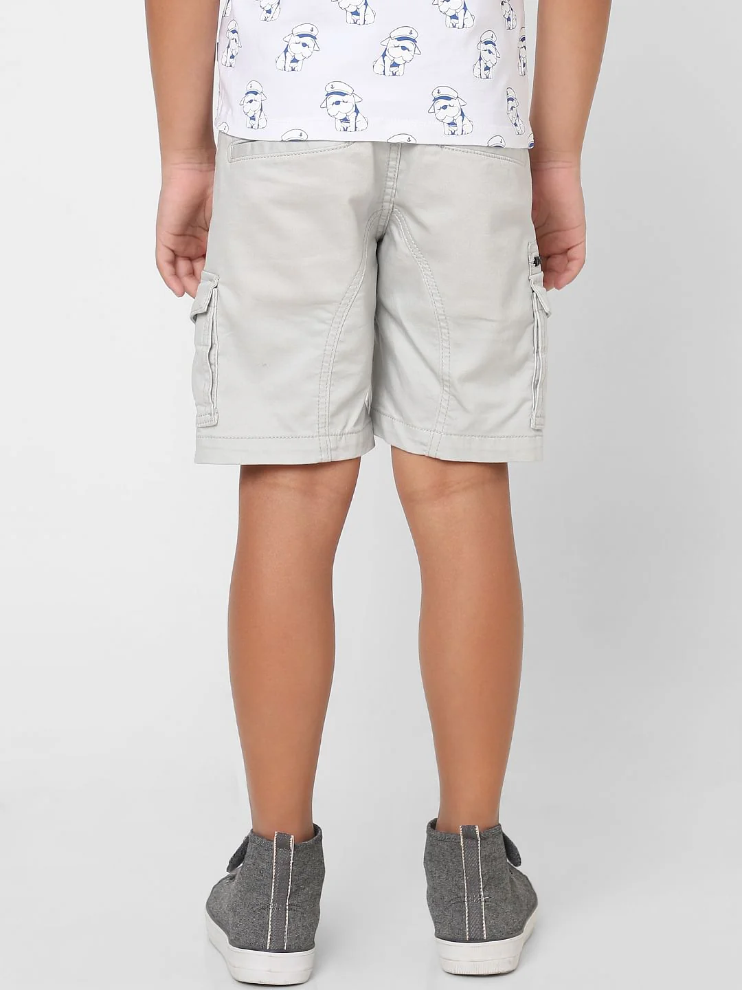 BOYS Grey Low Rise Cargo Shorts - Image 3